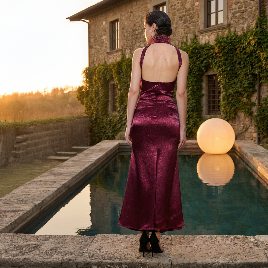 Bordeaux Cowl Gown
