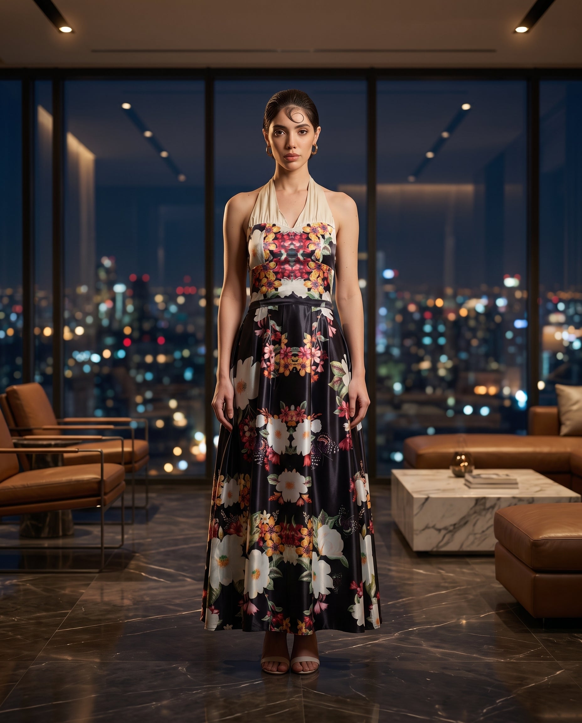Image of Garden Rendezvous A-line midi dress, detail — INHAUTECOUTURE