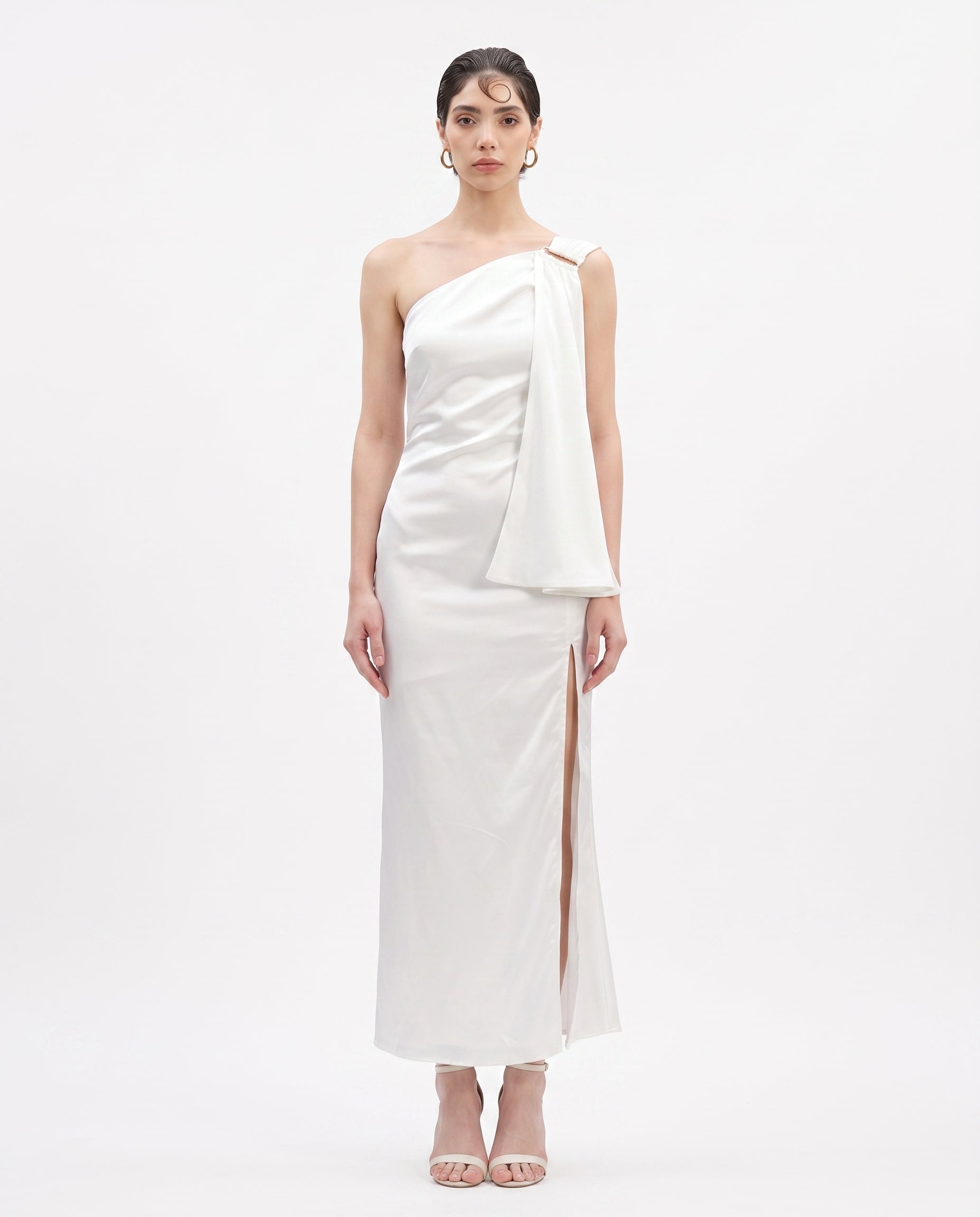 Image of White Grecian Muse gown, editorial look — INHAUTECOUTURE