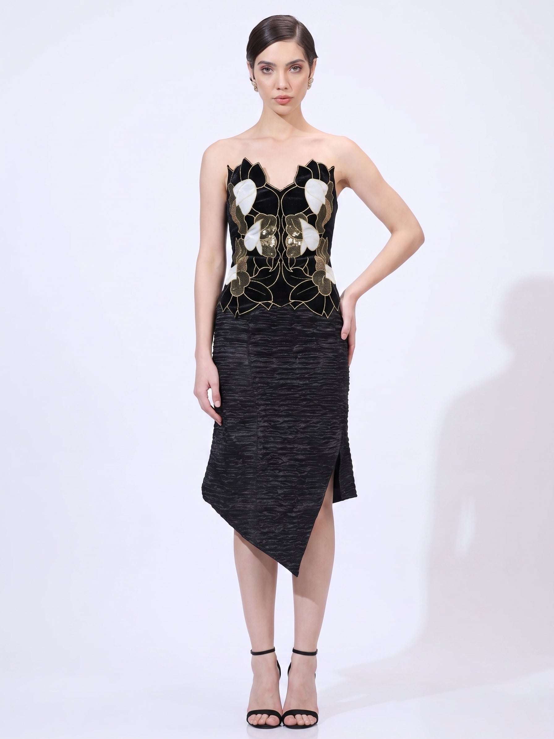 Image of The Midnight Empress strapless dress, front view — INHAUTECOUTURE