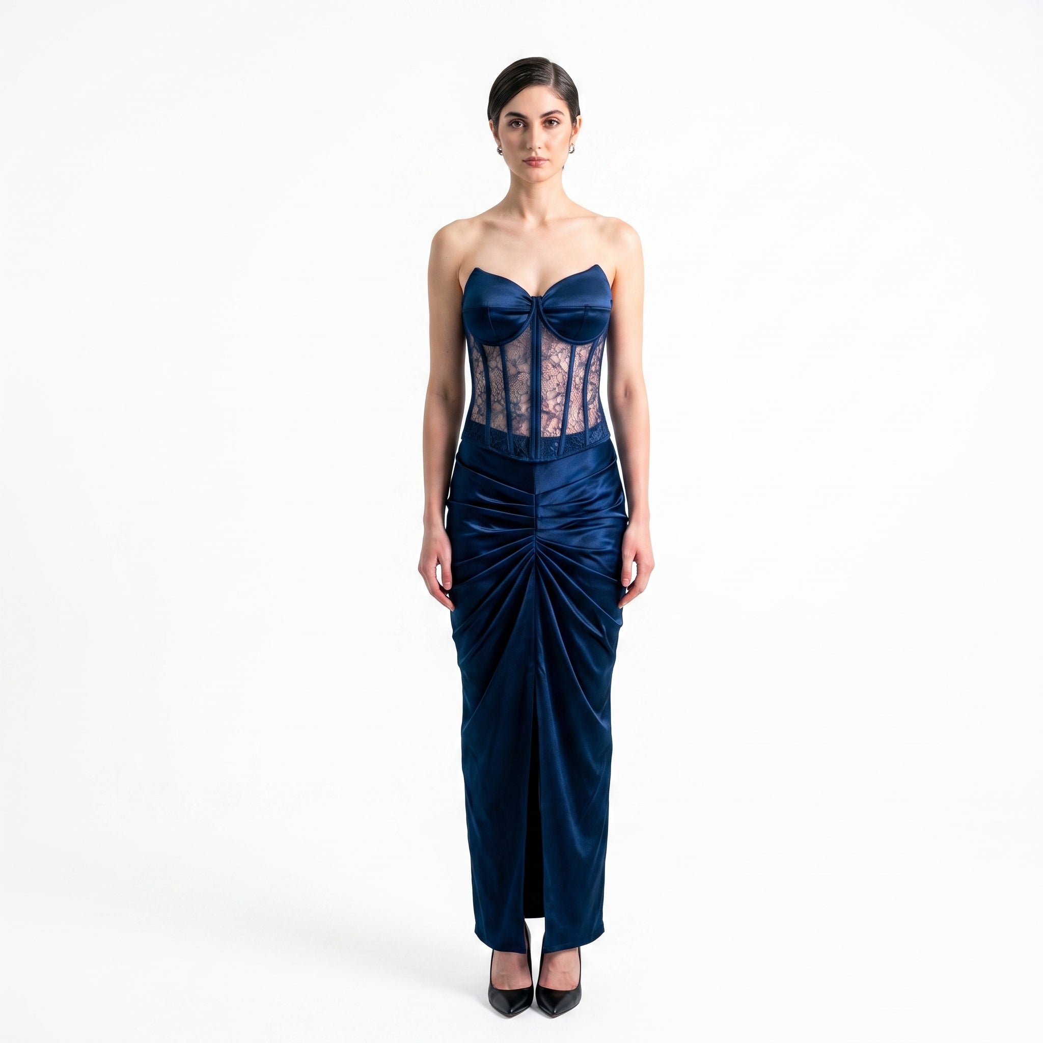Image of Midnight Siren mermaid gown, front view — INHAUTECOUTURE