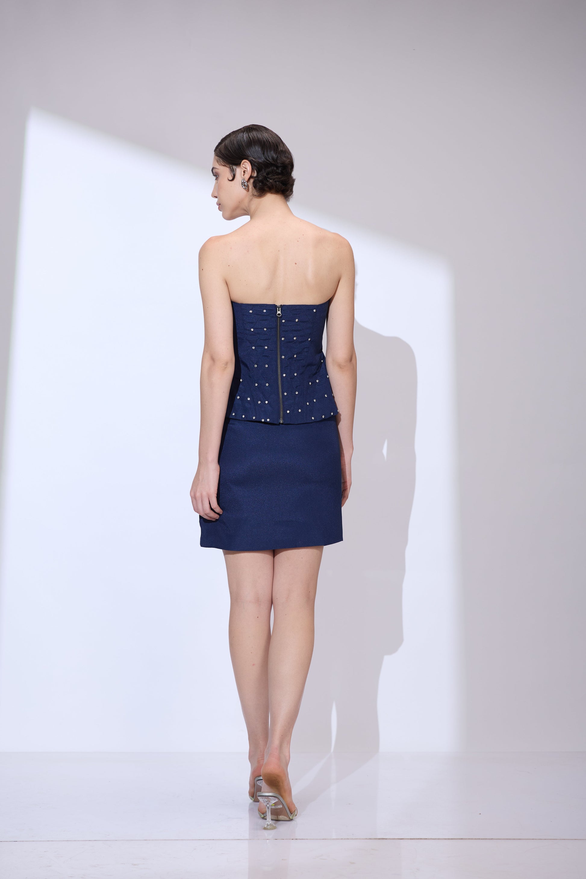 Navy Corset Peplum Mini Dress – In Haute Couture – Hautecouture