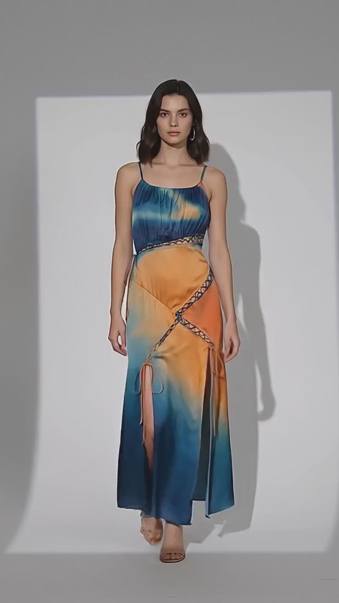 Sunset Nomad Maxi — spaghetti-strap maxi dress, studio video by INHAUTECOUTURE