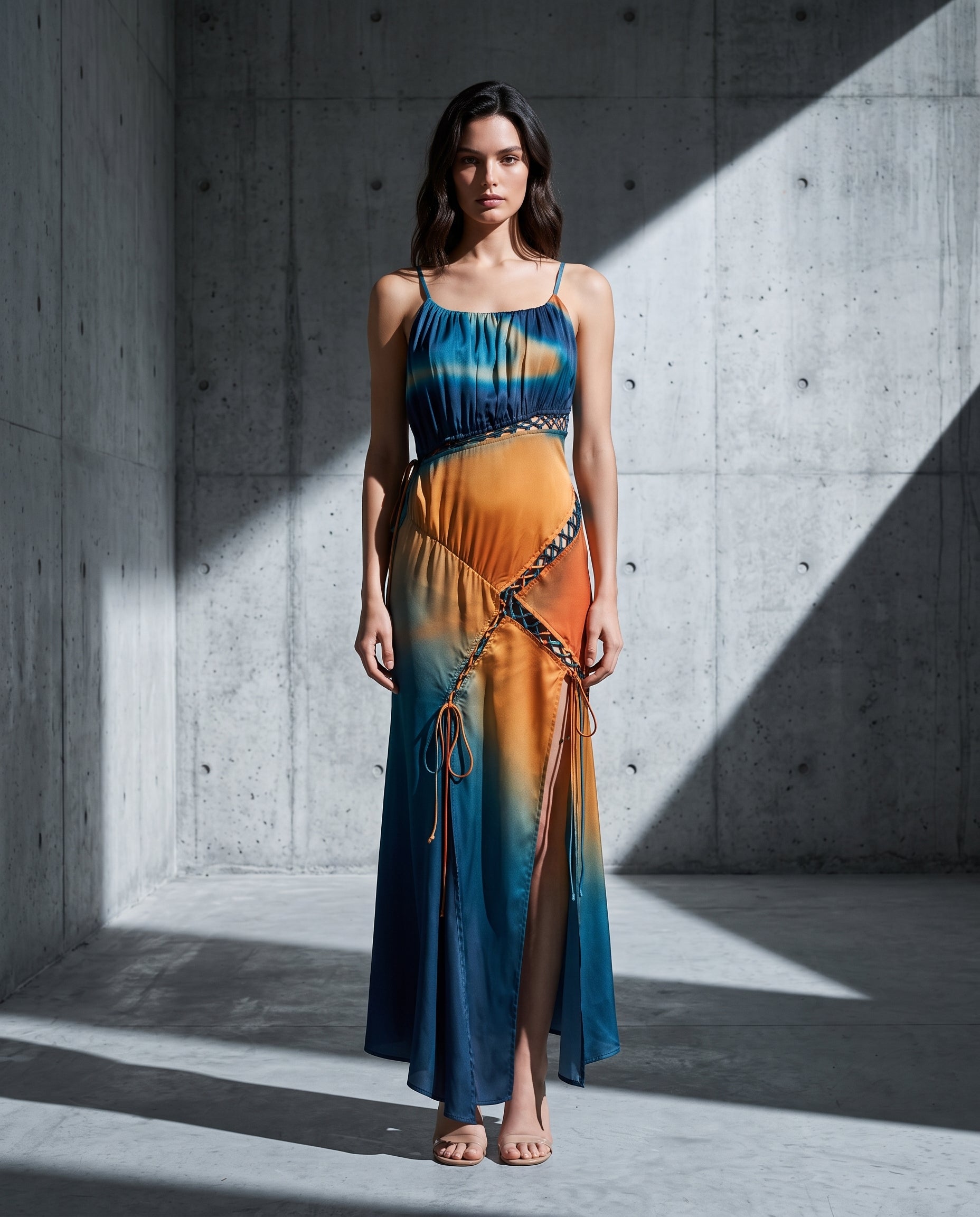 Image of Sunset Nomad ombre maxi dress, editorial look — INHAUTECOUTURE
