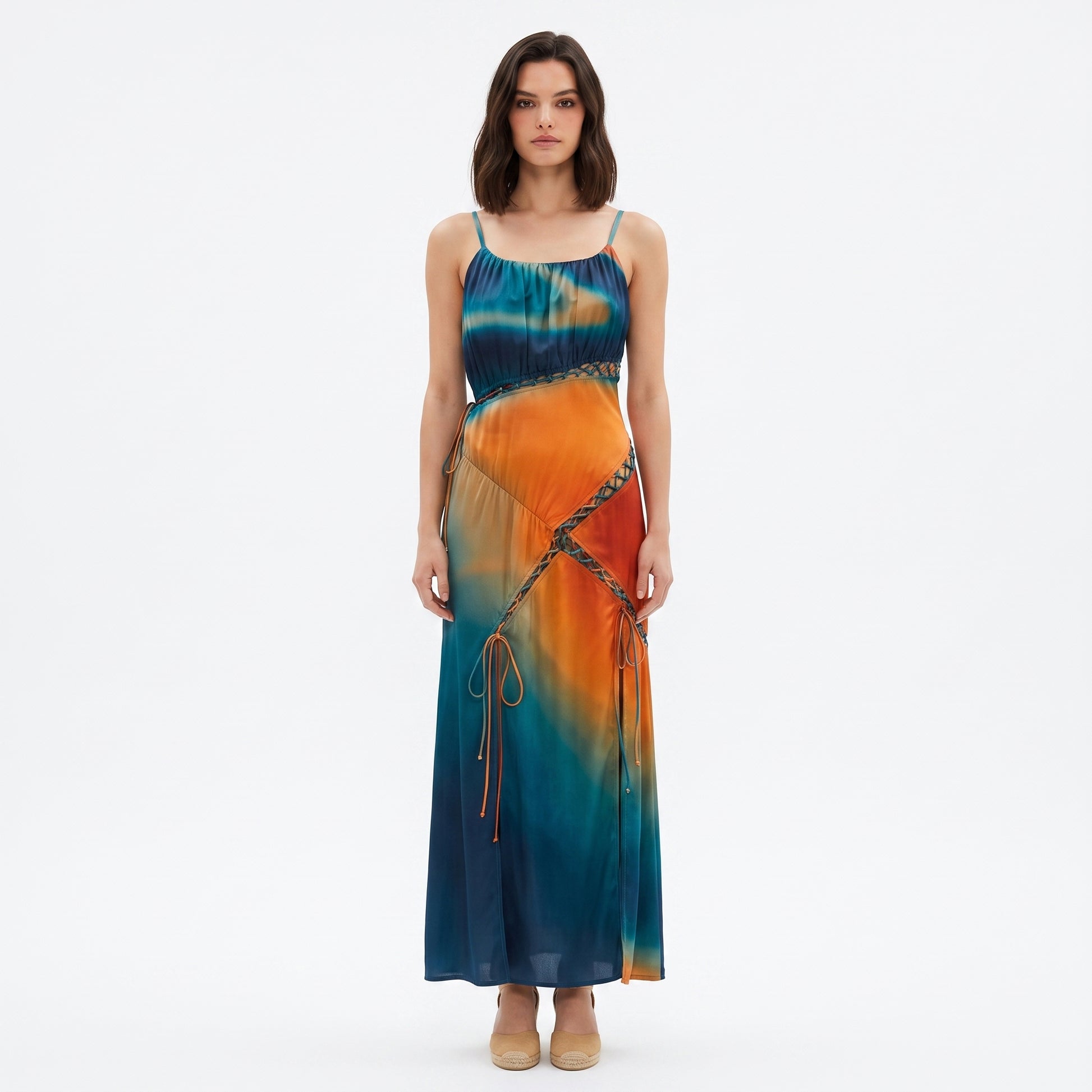 Sunset Nomad ombre maxi dress, full length — INHAUTECOUTURE